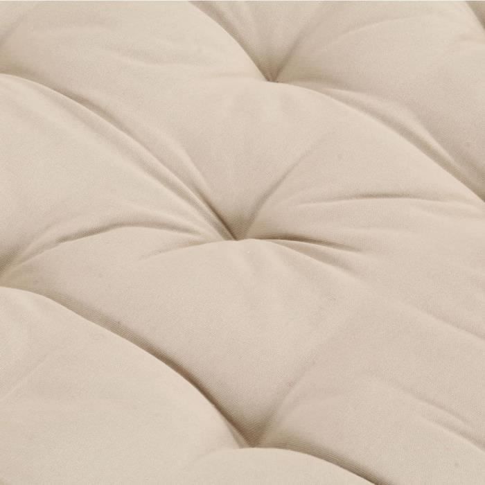 VidaXL Coussin de plancher de palette Coton 120x80x10 cm Beige