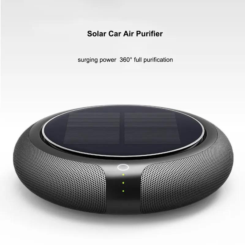 Solar Powered Car Air Purifier, Odor & Formaldehyde Remover with Aromatherapy, 3-Speed Regulation, Three-Layer Filter System