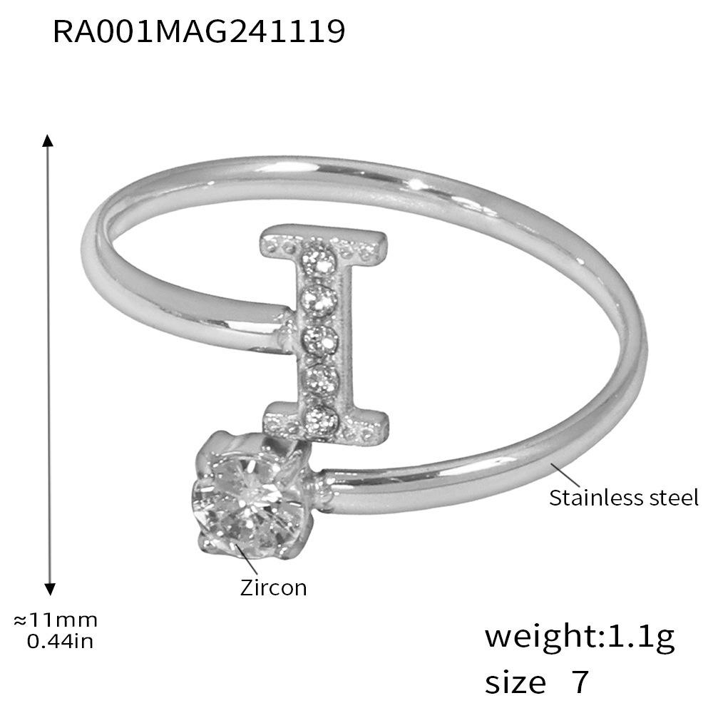 Oumeika Titanium Steel Jewelry Set: 26 Zircon-Inlaid Letters, PVD Gold-Plated Necklace, Bracelet, Earrings, and Ring.