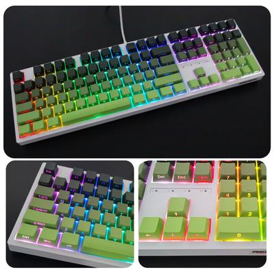 135 Key PBT Backlit Keycaps Gradients Green Keycaps Set Keycaps Double Shot OEM Profile Keycaps for Mechanical Keyboard