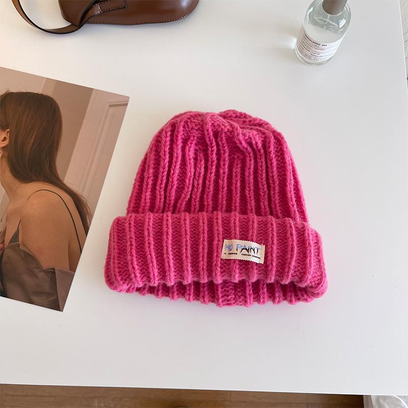 

Acrylic Soft Chunky Knit Beanie Hat In Creamy White For Women Perfect For Fall And Winter Magenta