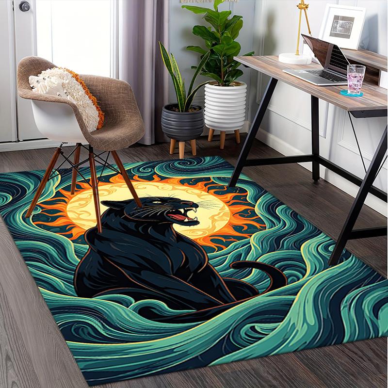 Black Panther Chair Mat: Office Carpet, Oversized Rug for Home Decor, Sofa Mat, Desk Protector, Gift