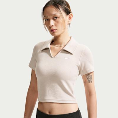 Nike Polo Shirts Women s Beige Lapel Moderate XL