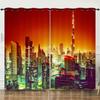 Curtains City Architecture Landscape 3D Digital Printing Blackout Curtains No Punching