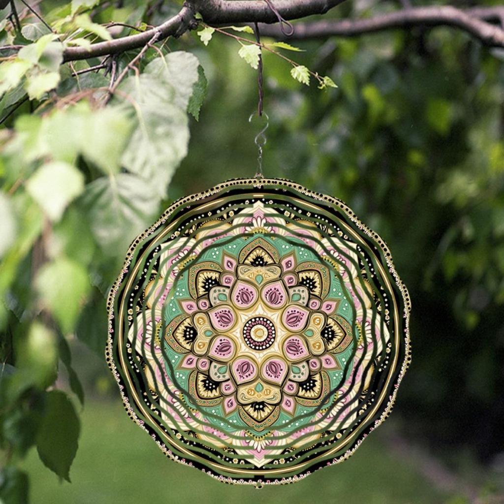 3D Metal Mandala Flower Wind Spinner Vibrant Garden Decor for Indoor and Outdoor Perfect Thanksgiving Christmas Gift All Seasons Wind Chimes