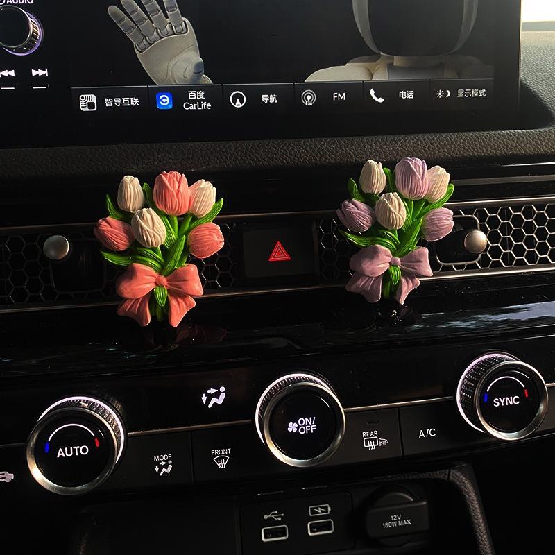 Creative Hydrangea Tulip Car Air Freshener Car Perfume Clip Peach Blossom Aroma Diffuser Car Air Outlet Fragrance Decoration