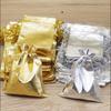 50 pieces of large-sized gold and silver special design necked bag for wedding gifts, candy jewelry, and jewelry bags