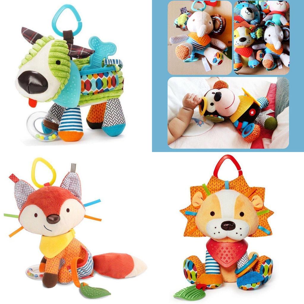 Soft And Colorful Plush Stuffed Toy For Infants With Multiple Textures And Teether For Sensory Play