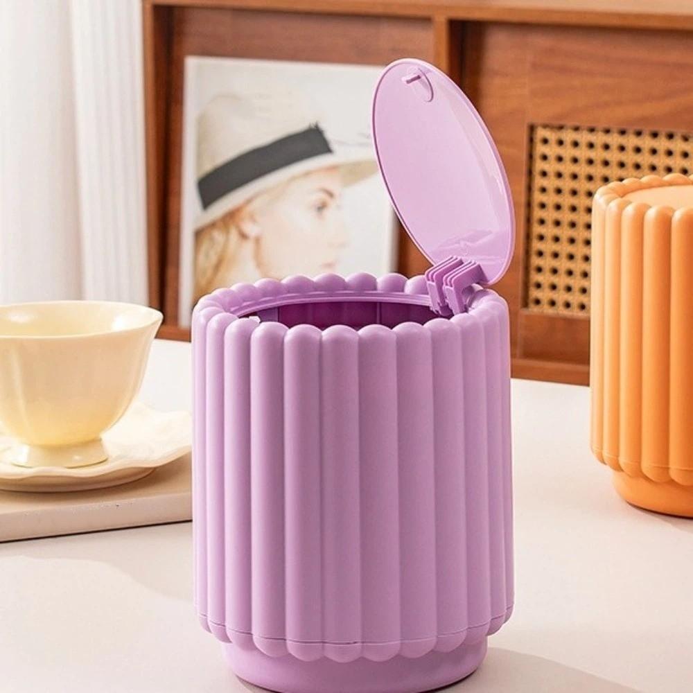 Creative Press Open Lid Desktop Trash Can Large Opening Sunflower Shape Garbage Bin Plastic Non-slip Waste Bin Home arancione
