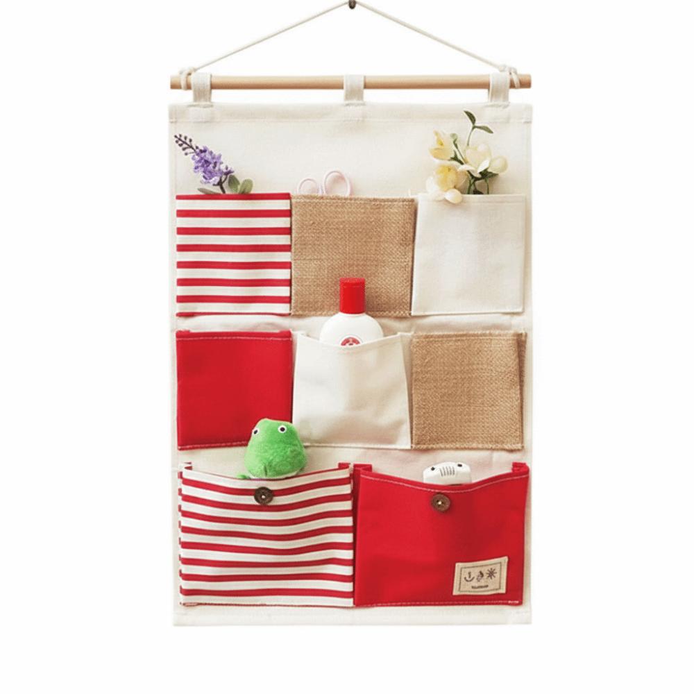 Linen Fabric Wall Hanging Storage Bag Wall Mounted Wall Hanging Organizer Living Room