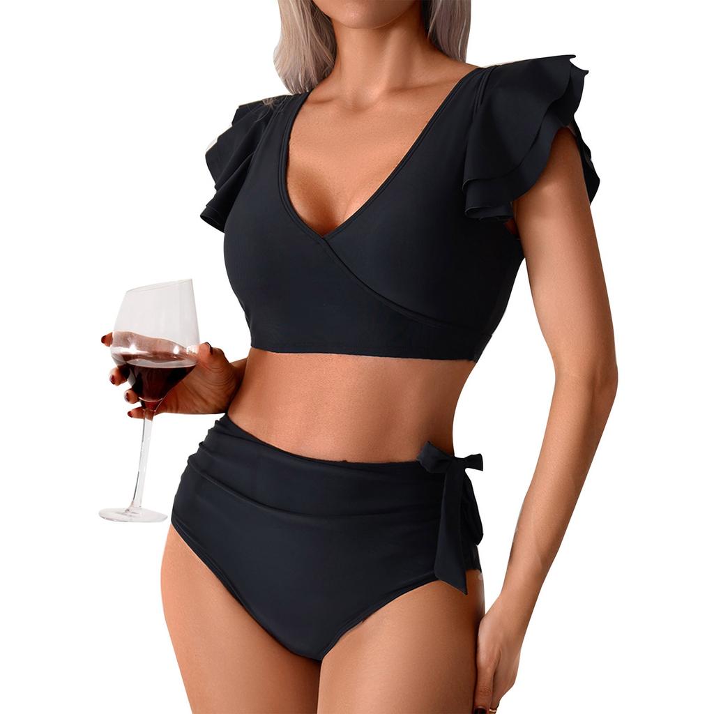 Maillot de bain uni Sense pour femme, bikini avec coussinet de poitrine, sans soutien-gorge en acier