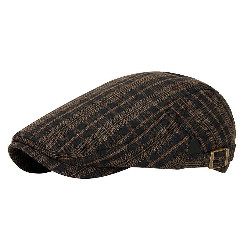 Spring and summer thin British plaid beret men's and women's retro casual forward hat outdoor sunscreen breathable cap