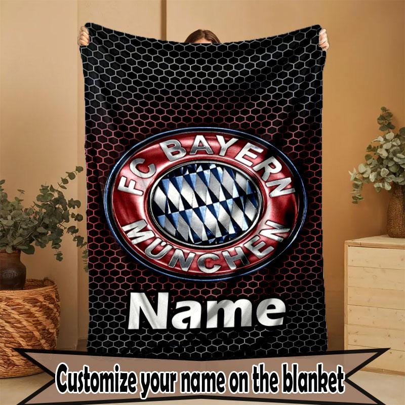 Custom Name Personalized FC Bayern Print Blanket, Home Decor, Bedroom, Sofa, Camping, Couch, Gifts for Birthday Christmas