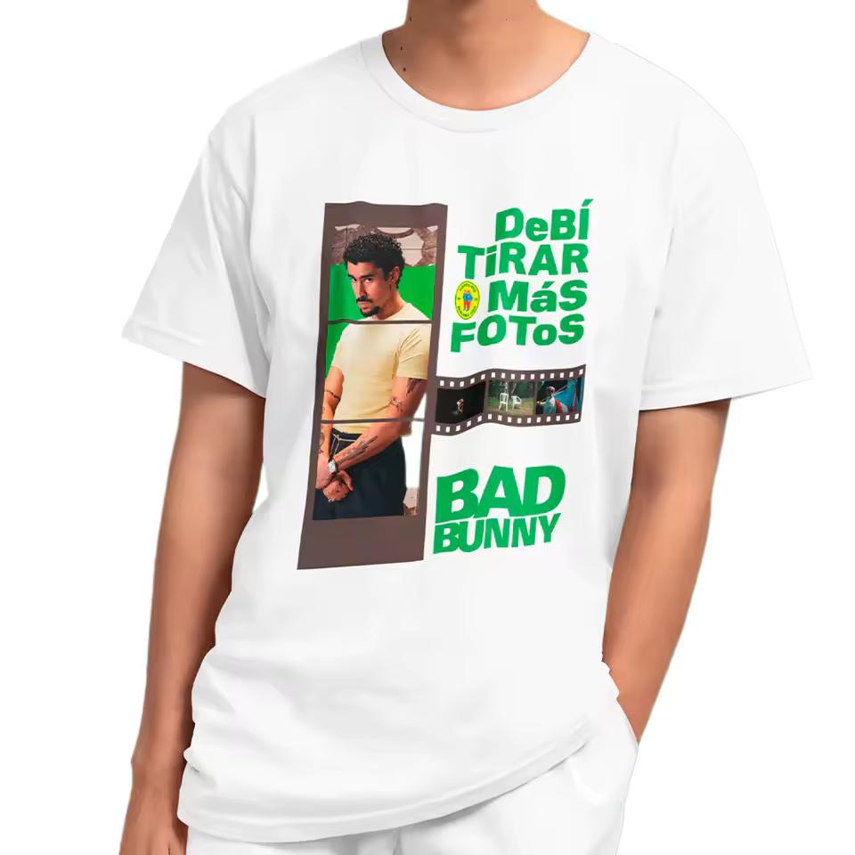 Singer Bad Bunny roll film Graphic 100%cotton unisex shirt Short Sleeve Men's summer Y2k Hip Hop O-Neck fashion oversized Tshirt