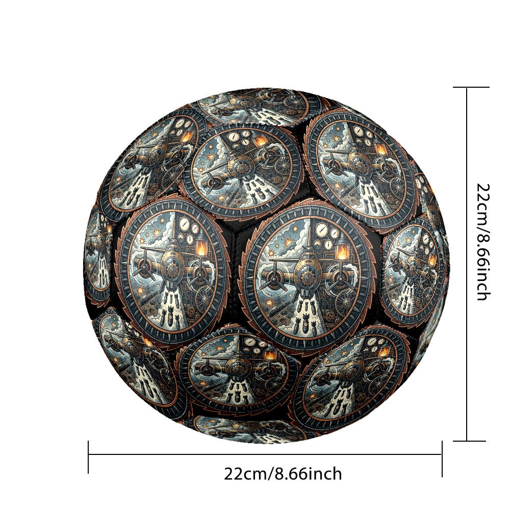 Steampunk Airplane Adventure Round Football Size 5 Adult Ball Suitable for Training Matches and Outdoor Team.