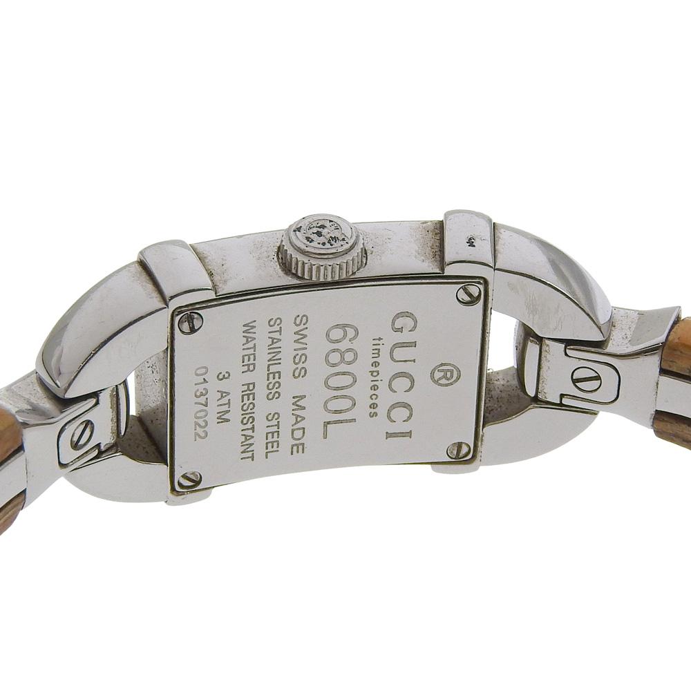 GUCCI Watches 6800L whiteDial Stainless Steel/Bamboo Quartz Analog display Women Used