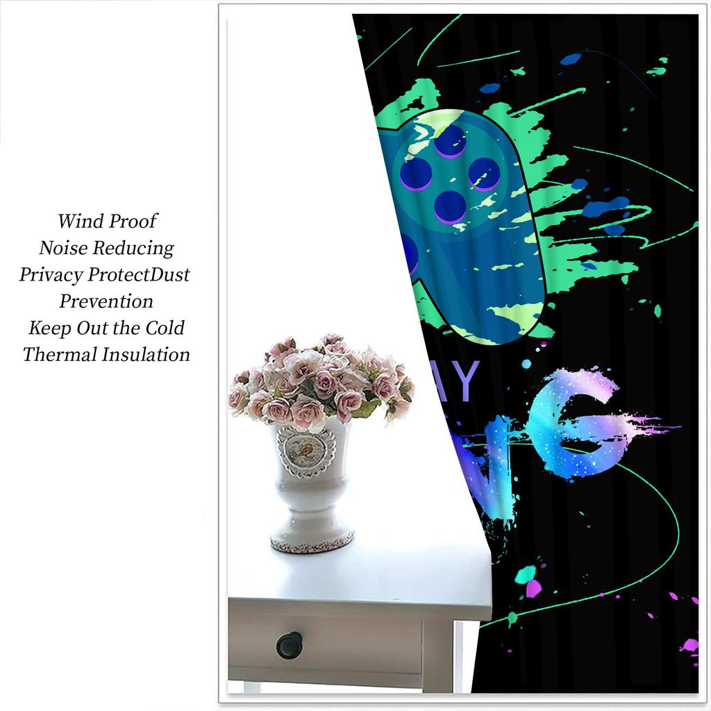 2Pcs Gamer Game Controller Pattern Printed Blackout Curtains Suitable For Bedroom Kitchen  Living Room Study Office Bathroom