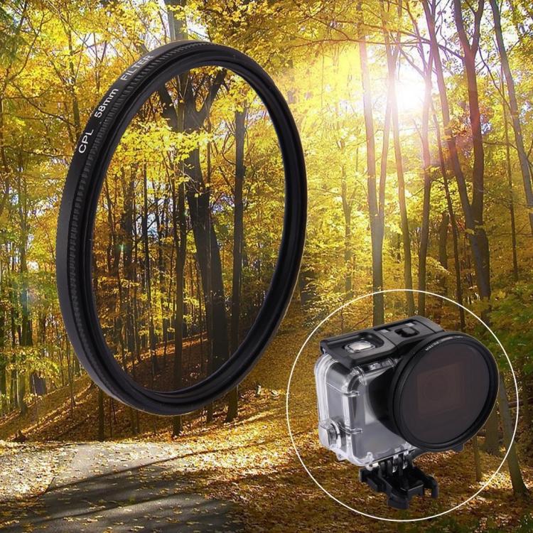 58mm 3 In 1 Round Circle CPL Lens Filter with Cap for GoPro HERO7 Black/6 /5