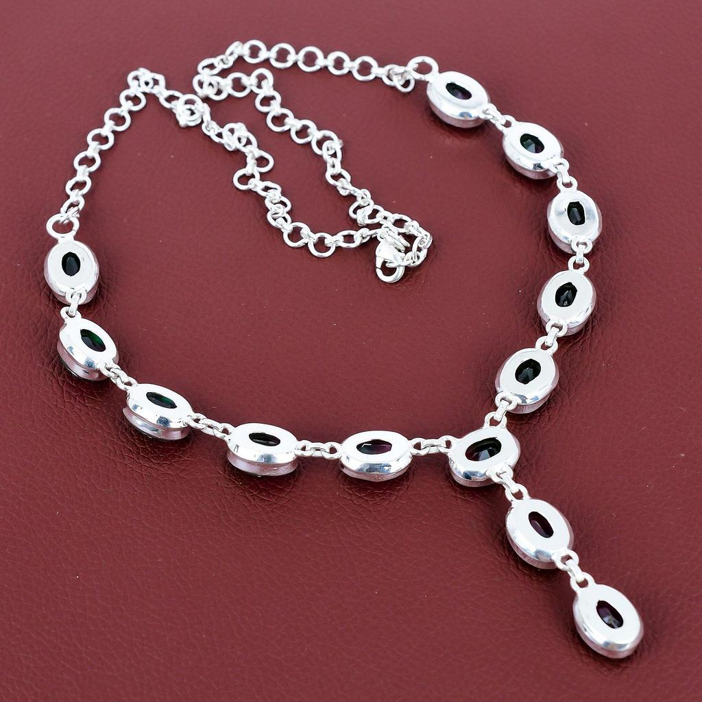 Faceted multi tourmaline necklace 925 sterling silver necklace top quality gemstone jewelry adjustable chain handmade necklace gifts for mom