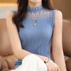 Women Vest Summer MODERN NEW SAGA Knitted T-shirt Sleeveless Basic Tees Wool Knit Tank Knit Top Turtleneck Female