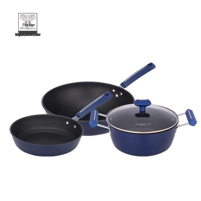 Fire Elephants Blue Royal 3-Piece Cookware Set