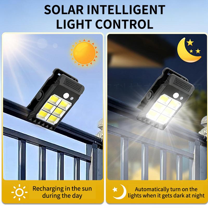 1 Set Solar Powered Garden Lights with Motion Sensor 3 Modes Clip-on Easy Mount for Backyard Lighting