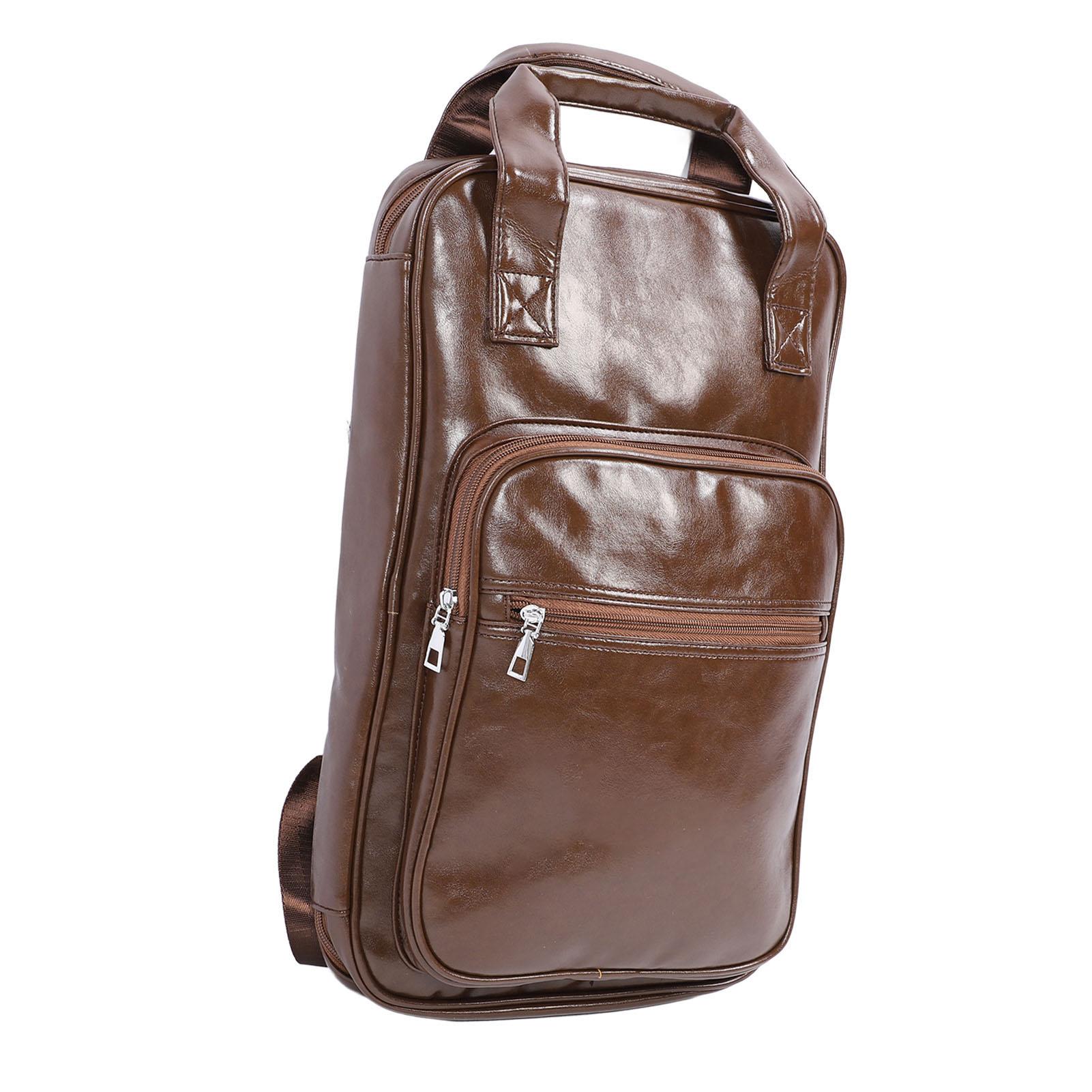 

Drum Sticks Bag Thickened Multifunctional PU Leather Drumstick Storage Case Backpack Brownish Red