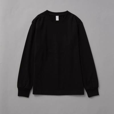 Men's Casual Cotton Long Sleeved T Shirt Combed Cotton Solid Color Round Neck Bottoming Shirt