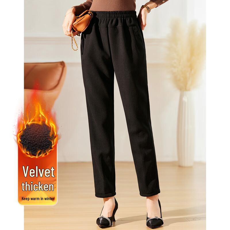 

Women s Elastic Waist Fleece-Lined Warm Casual Pants 2XL