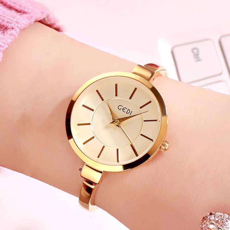 Gedi Women's Luminous Waterproof Bracelet Watch - Large Dial, Simple & Exquisite Design