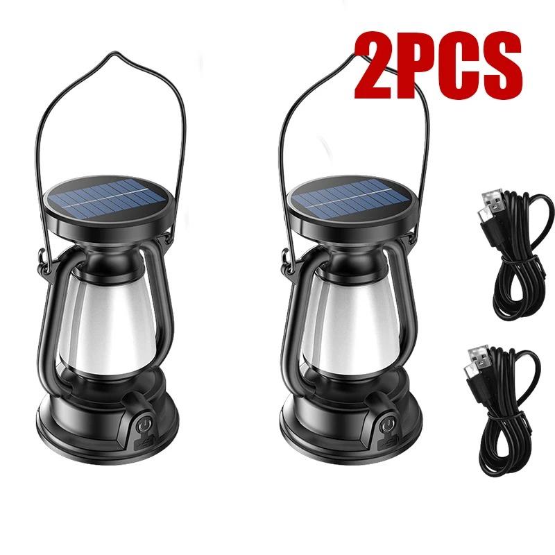 USB Rechargeable Camping Lantern Portable Hanging Tent Light Solar Charging 3000-5000K Stepless Dimming Outdoor Lamp