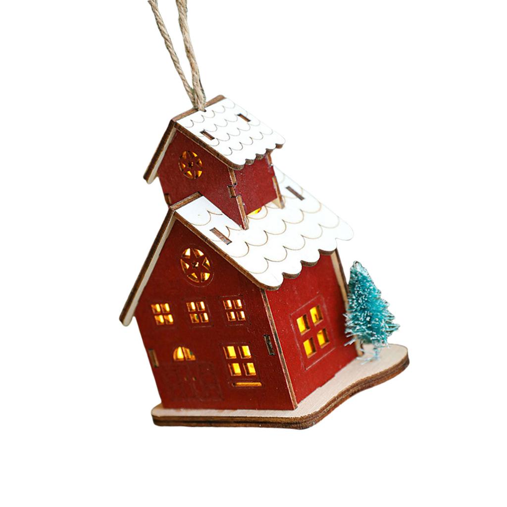 Christmas Wood Cabin with LED Lights Warmly Lit Christmas Timber Cottage Festive Seasonal Decoration for Family Home
