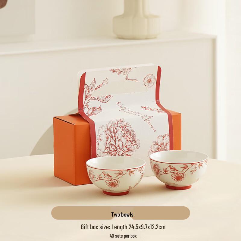 JIN MING LI Keramikschale Geschenkset - Vogel & Blume