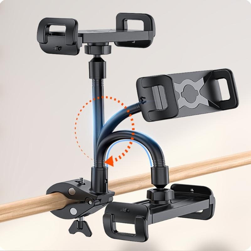 360 Degree Rotating Mobile Phone Clamp/Magnetic Holder Gooseneck Bracket for Cellphone Tablet Exercise Bike Phone Mount