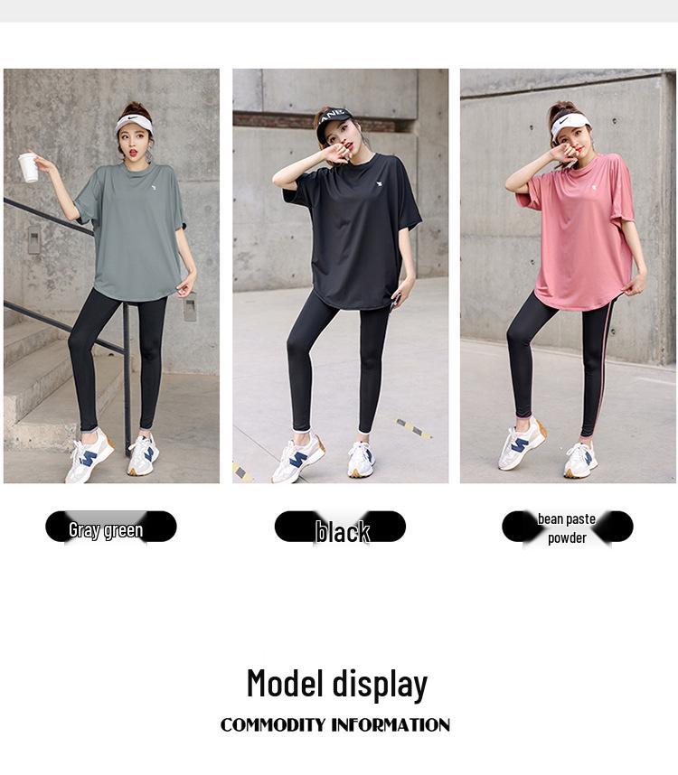 Women's Plus Size Yoga Set: Loose Short Sleeve T-Shirt & Gym Shorts