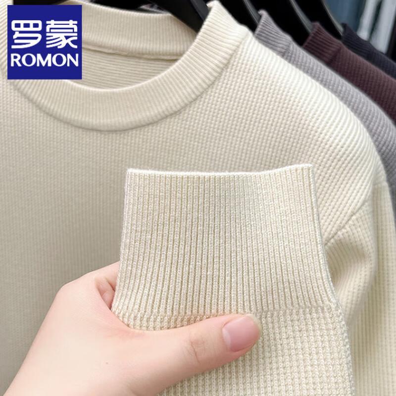 ROMON Men's Round Neck Thick Warm Knit Sweater
