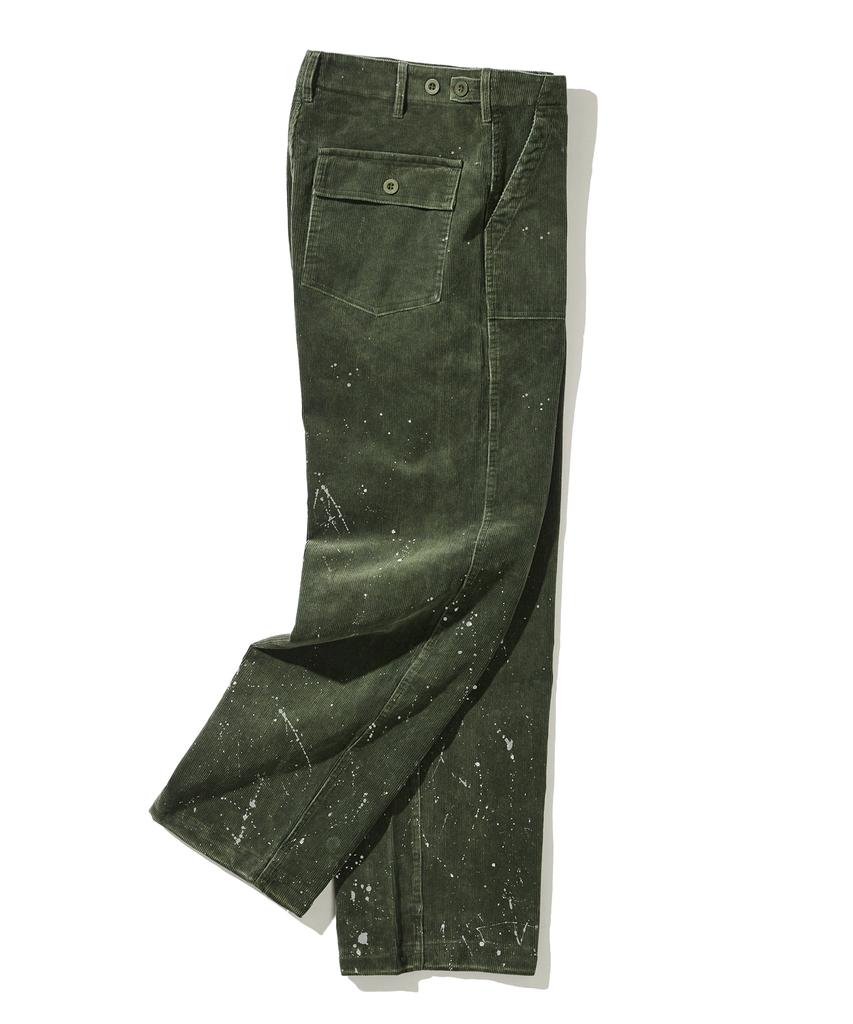 KND Washed & Splatter Painted Corduroy Fatigue Pants Sand Olive Khaki