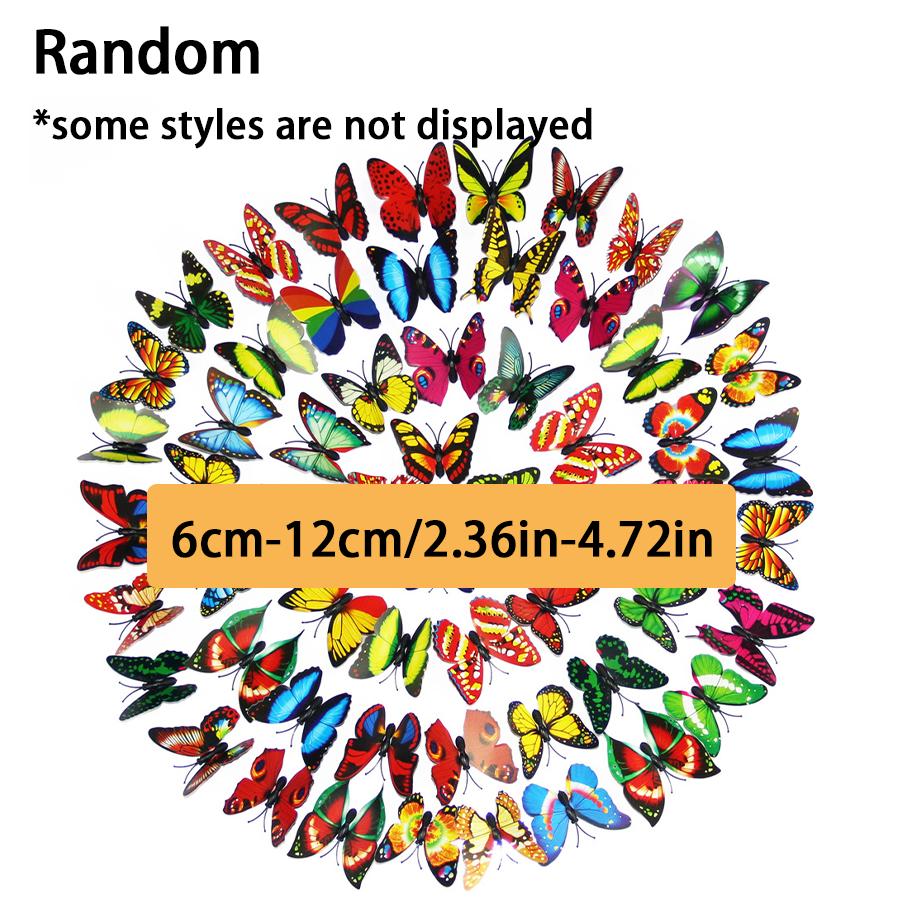 24/48pcs Butterfly Magnetic Refrigerator Sticker Simulation Wall House Living Room Kitchen Decoration DIY Magnet Supplies XJM