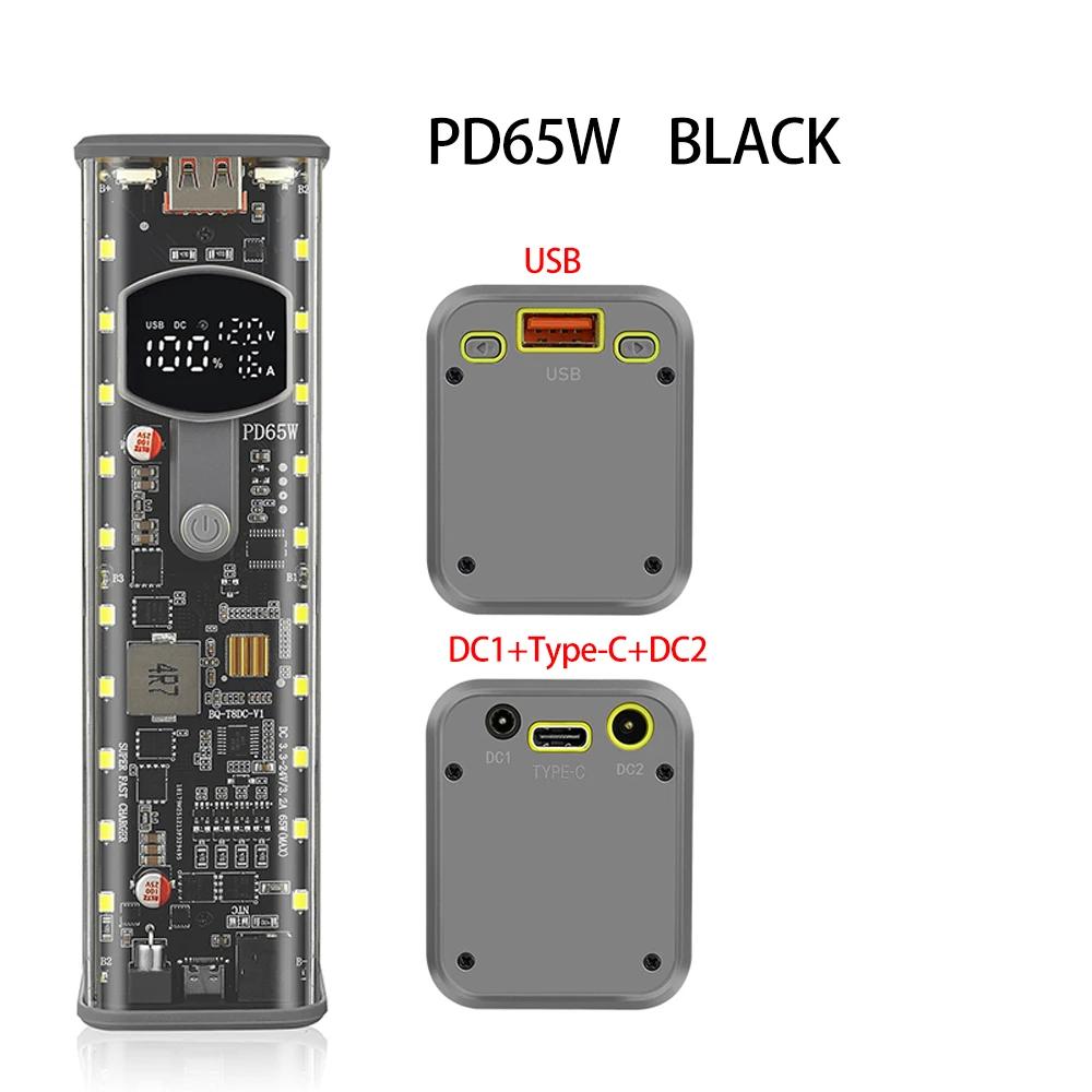 Scatola Porta Batteria PD65W 8 Celle 18650 Power Bank Fai da Te Kit Custodia Display Digitale Caricatore Rapido USB Tipo C Custodia Porta Batteria