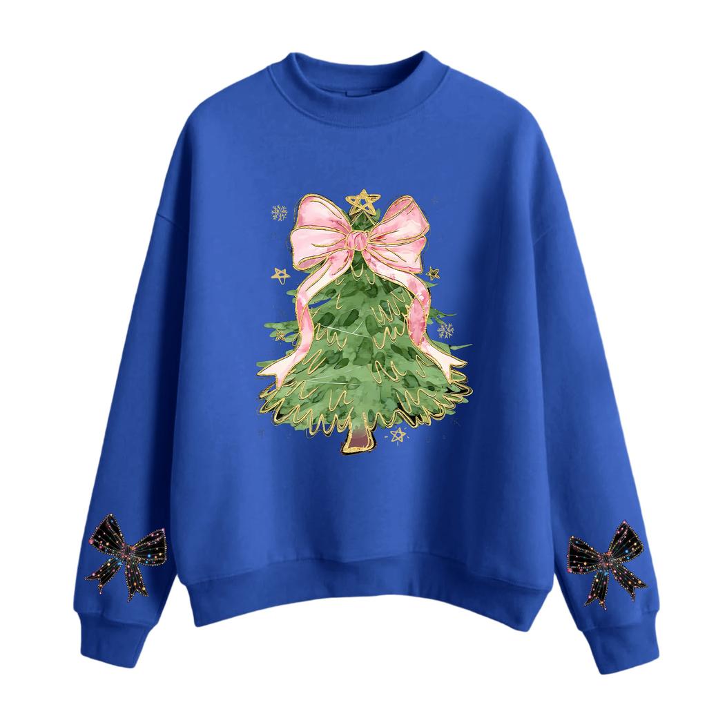 Women's Fashion Casual Round Neck Long Sleeve Christmas Printed Sweatshirt