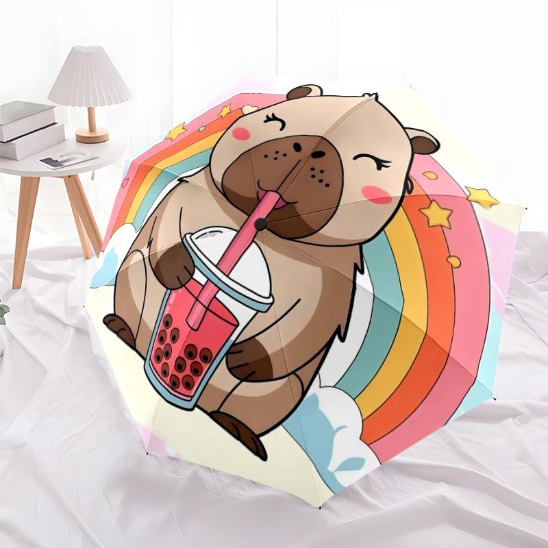 Kapibara Fashionable Automatic Opening/Closing Folding Umbrella. Portable and Foldable, Ideal for Gift, Travel, and Daily Use.