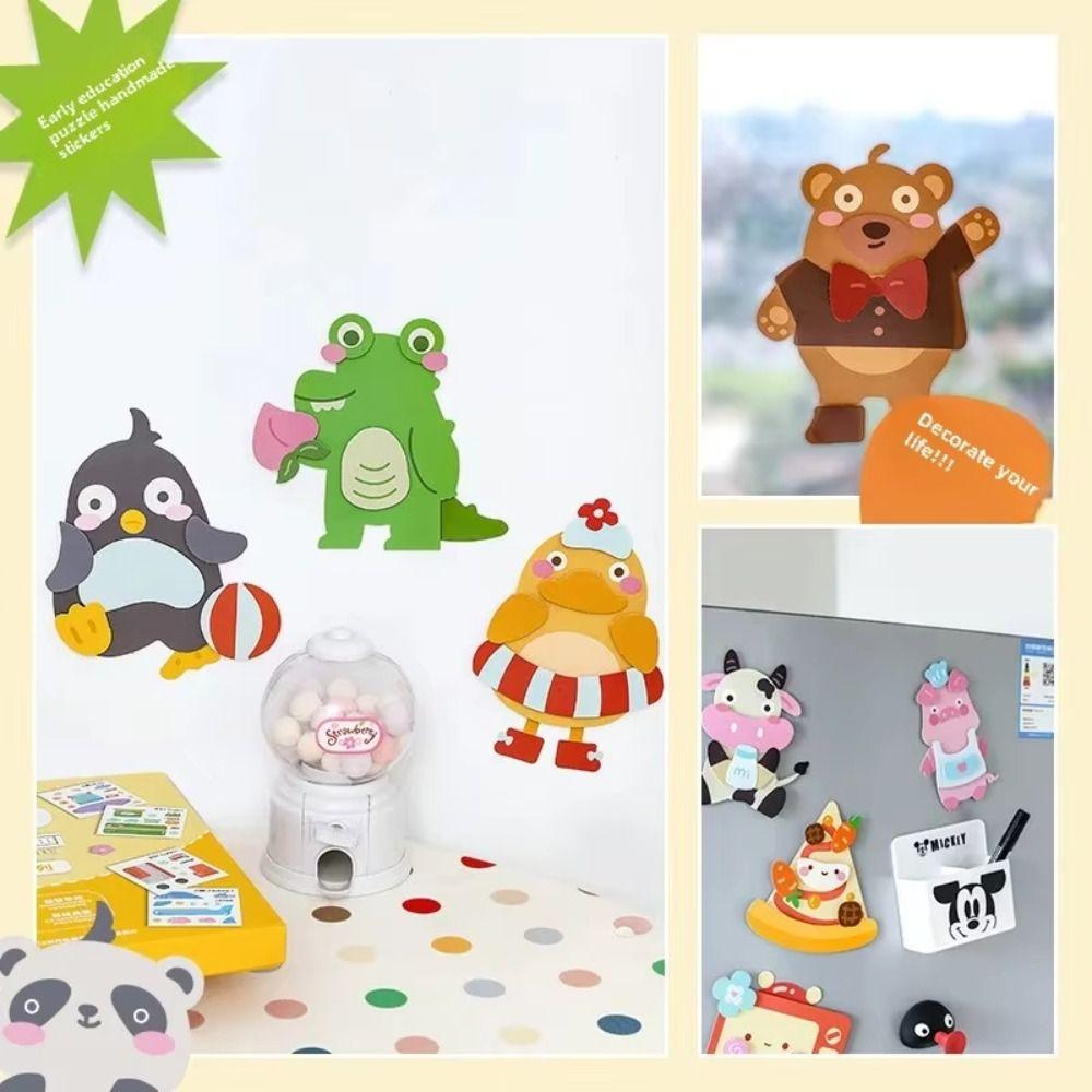 Handmade DIY Paste Material Kit Educational Toys Animals Sticker Book 3D EVA Stickers Books  Kids