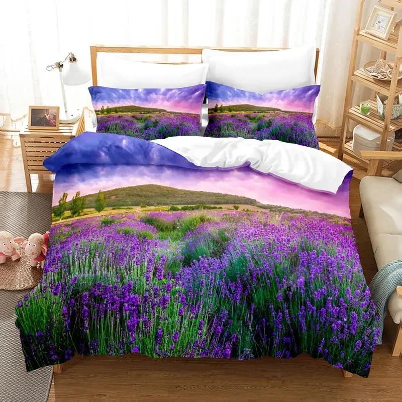 Comforter Purple Bedding Set Polyester 3D Comforter Lavender Butterfly Double Full King Queen Twin Single