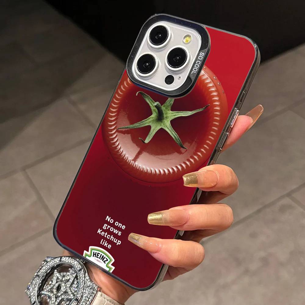 Tomato Ketchup Mustard ART Phone Case For iPhone 17,16,15,14,13,12,11 Plus,Pro Max,XS,Colorful Silver Phone Case Funda Cover
