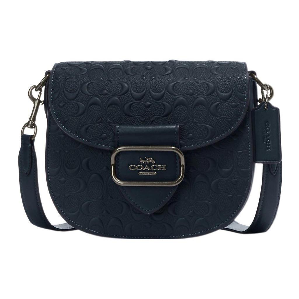 New COACH Cow Leather Saddle Bag Shoulder Bag Crossbody Bag Small Size Women's Midnight Navy CF318-QBBHP