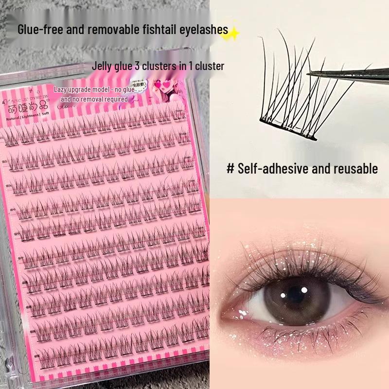 Mengjie Klebefreie Doppelschwanz-Schmetterlings-Falsche Wimpern - Naturbraun, 2025 Neuer Stil