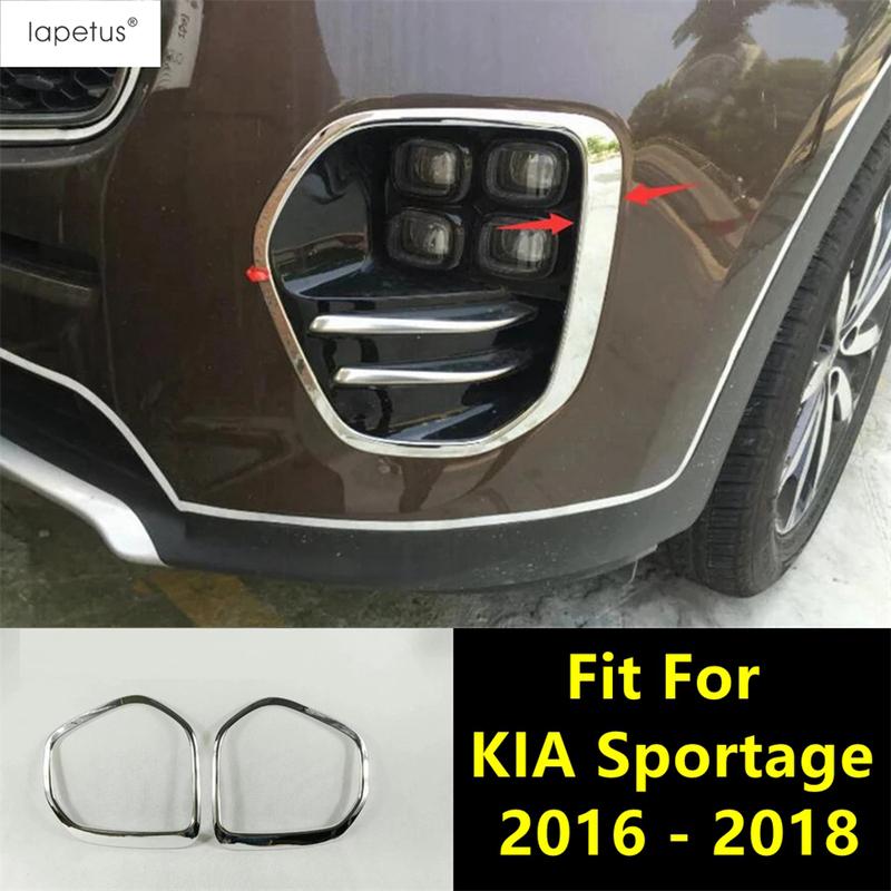 Car Front Fog Light Lamp Frame Decorative Sequ Cover Trim Fit For KIA Sportage 2016 2017 2018 ABS Chrome Accessories Exterior