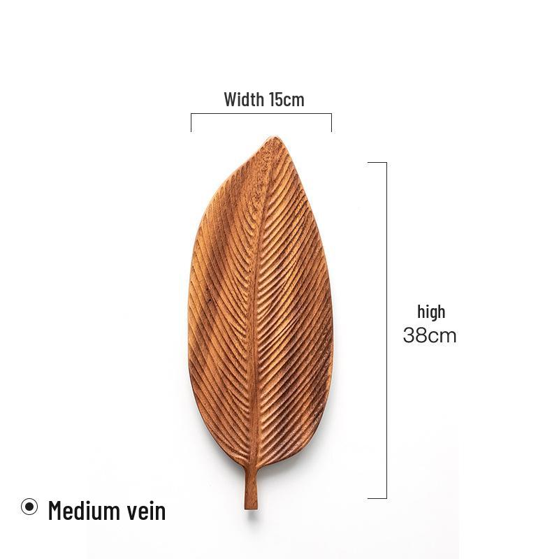 Walnut Leaf Wooden Tea Tray with Saucer & Snack Storage