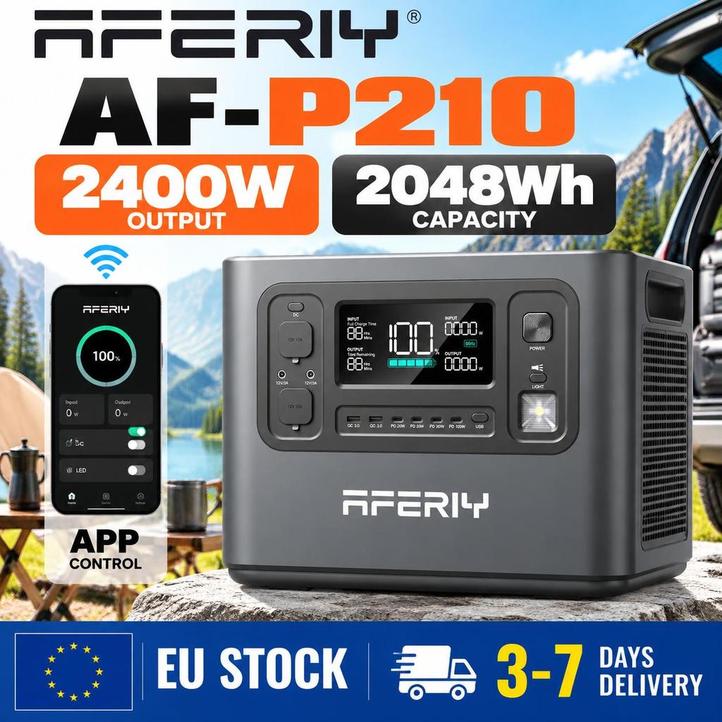 AFERIY P210 Hot Selling Battery Storage 2400W 2048Wh Meets Daily Needs for Outdoor Camping and Household Mobile Power Supply