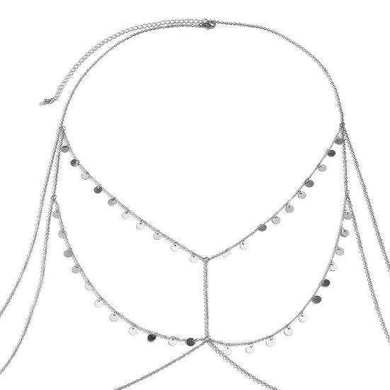 Women Sequin Chest Chain Sparkling Sexy Breast Chain Bra Chain Neck And Chest Jewelry for Club Summer Beach